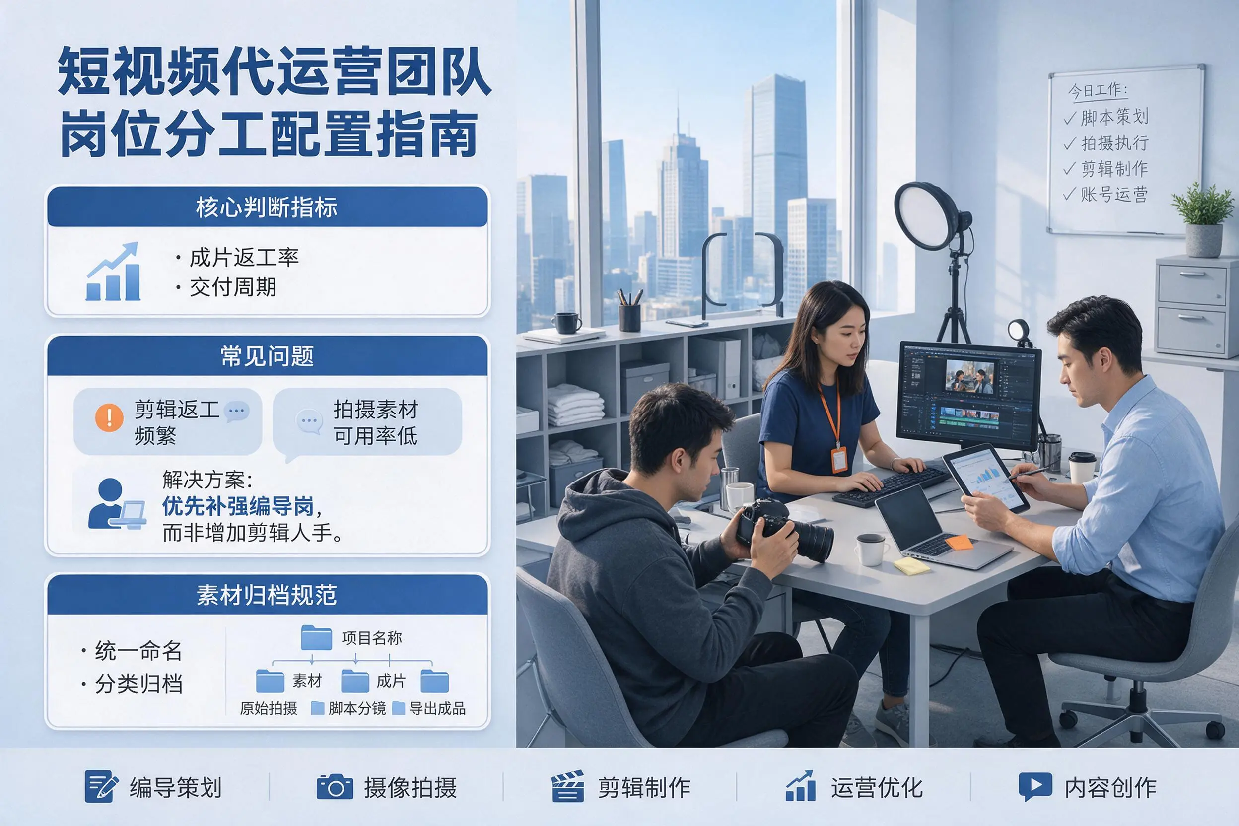短视频代运营团队如何配置？运城企业岗位分工科普说明