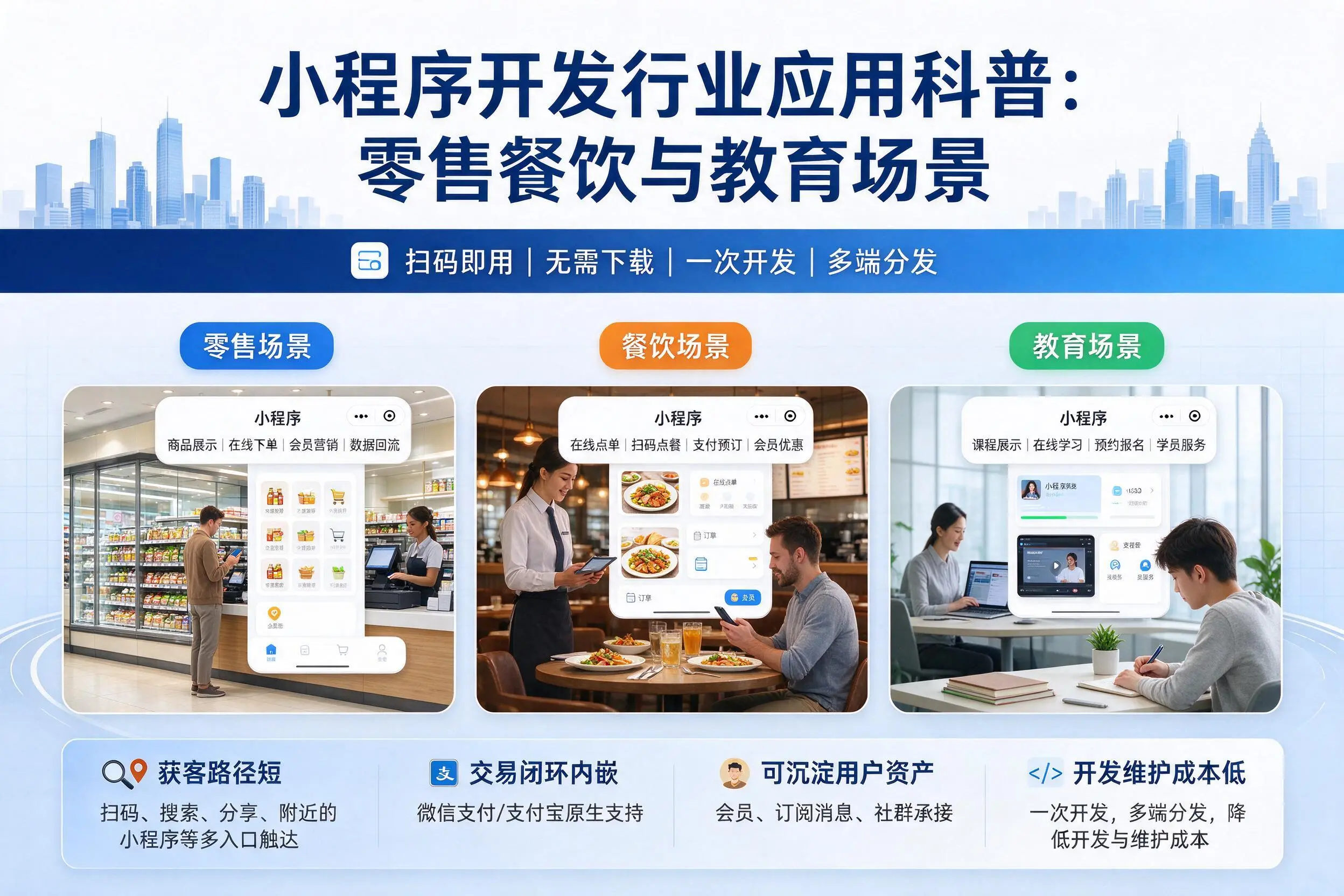 运城小程序开发行业应用科普:零售餐饮与教育场景