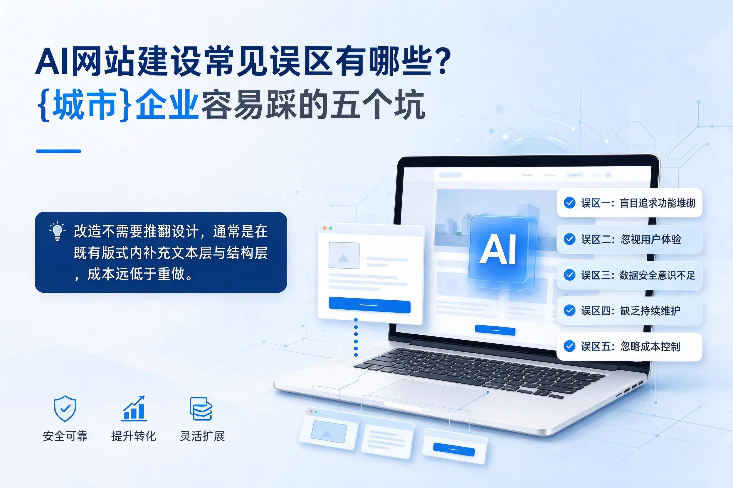 AI网站建设常见误区有哪些?运城企业容易踩的五个坑