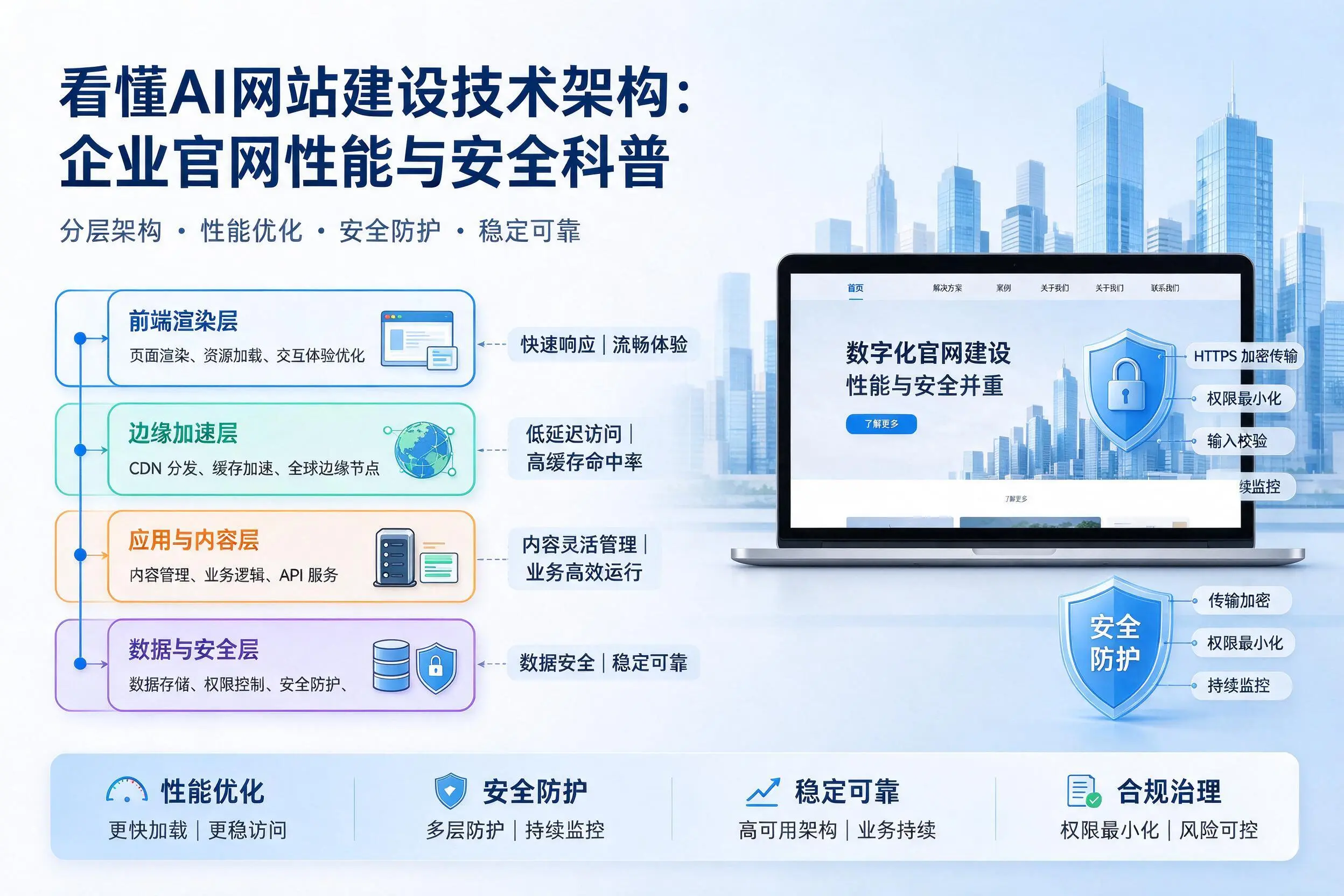 看懂AI网站建设技术架构：运城企业官网性能与安全科普