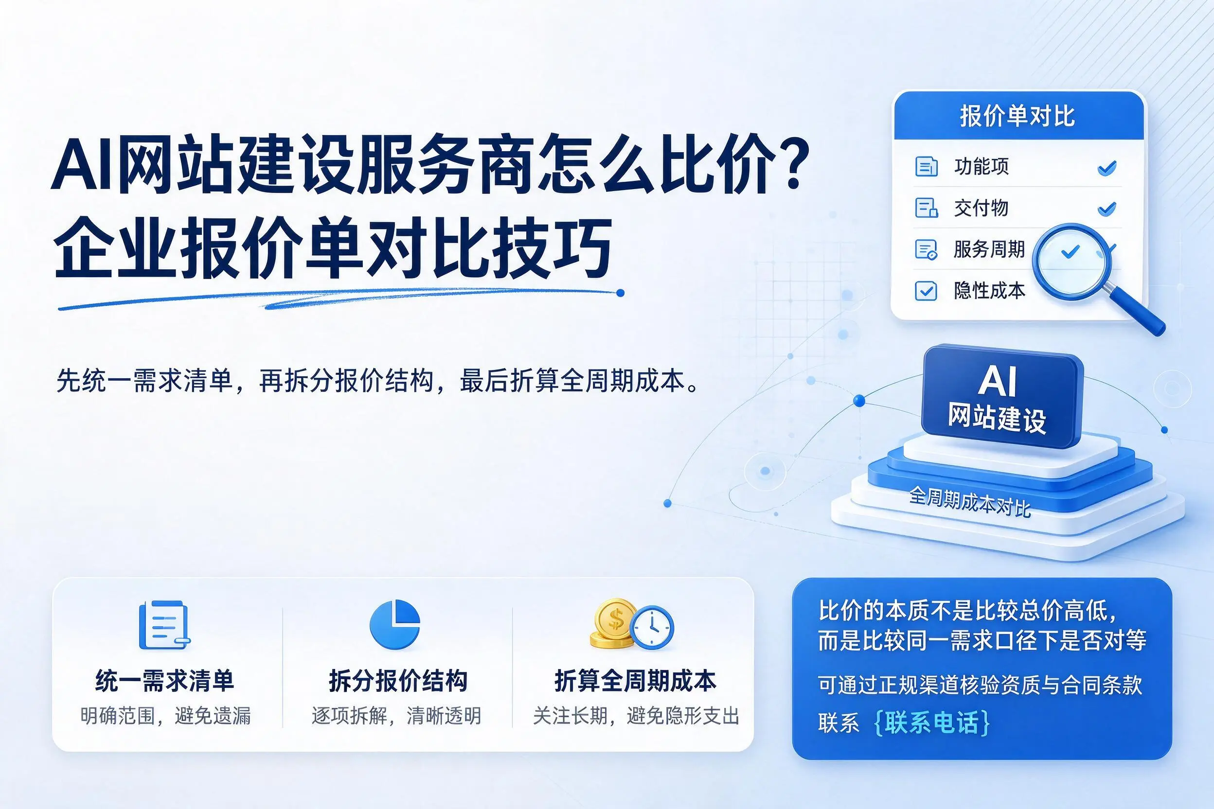 AI网站建设服务商怎么比价?运城企业报价单对比技巧