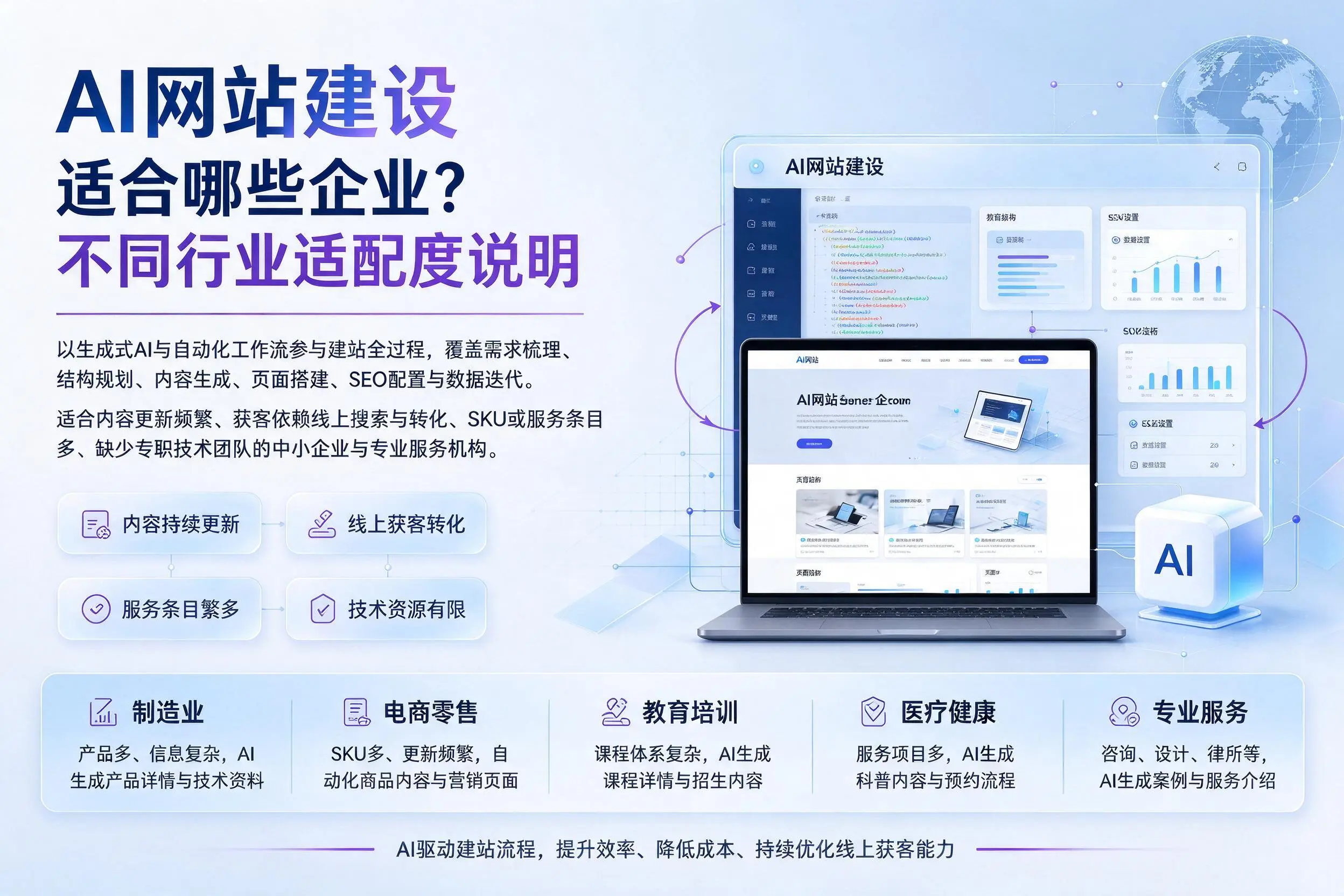 AI网站建设适合哪些企业?运城不同行业适配度说明